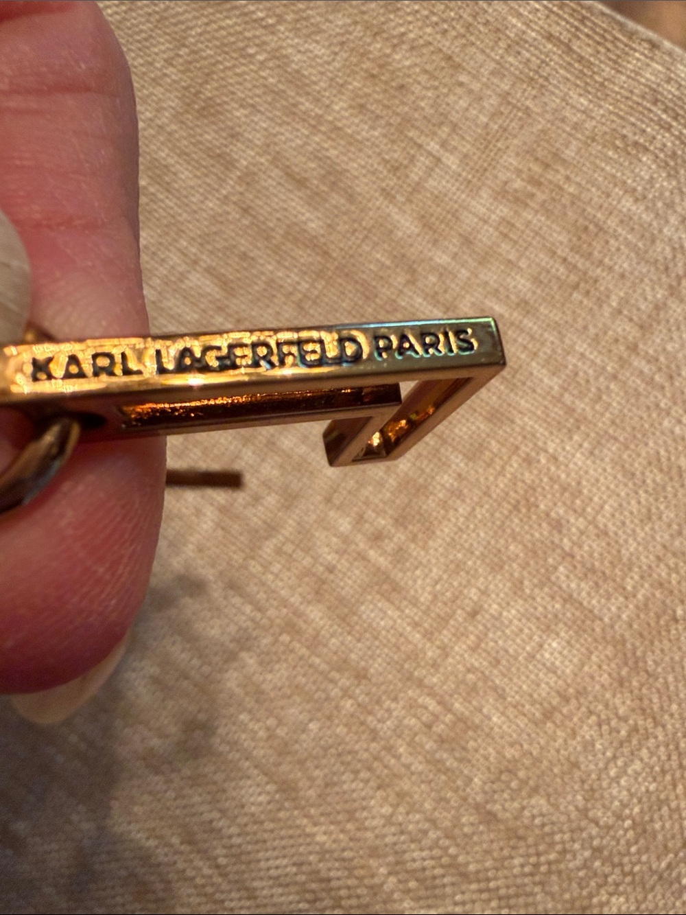 Karl Lagerfeld Authentic  Gold Letter Charm Key Chain with Chain Link - Picture 7 of 8